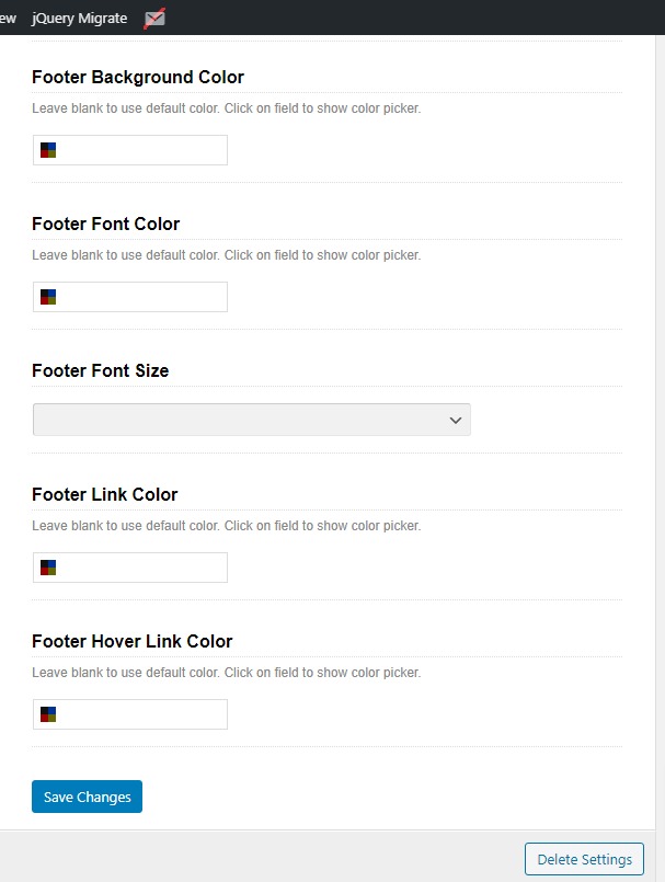 footer stylings settigns footer stylings settigns
