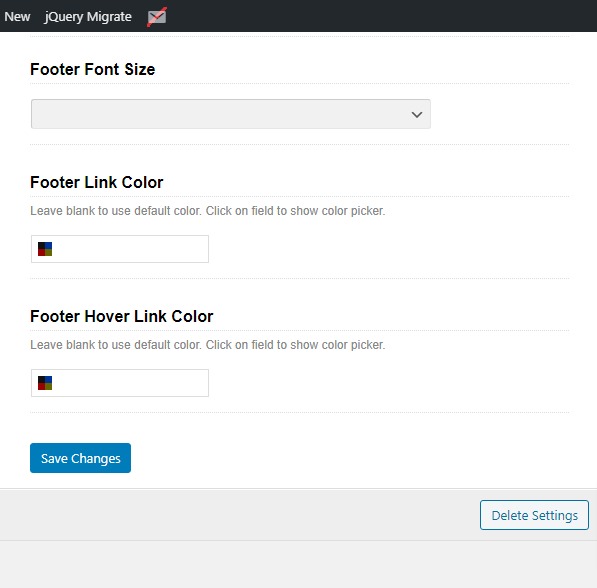 footer settings