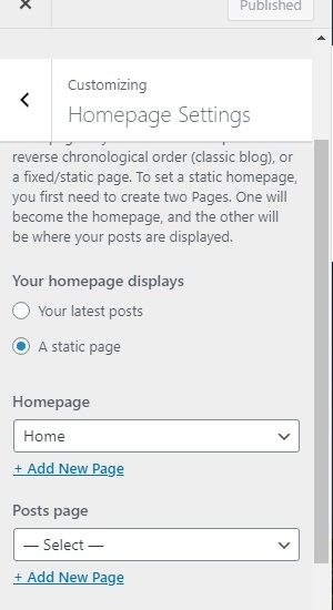 Homepage Settings Homepage Settings